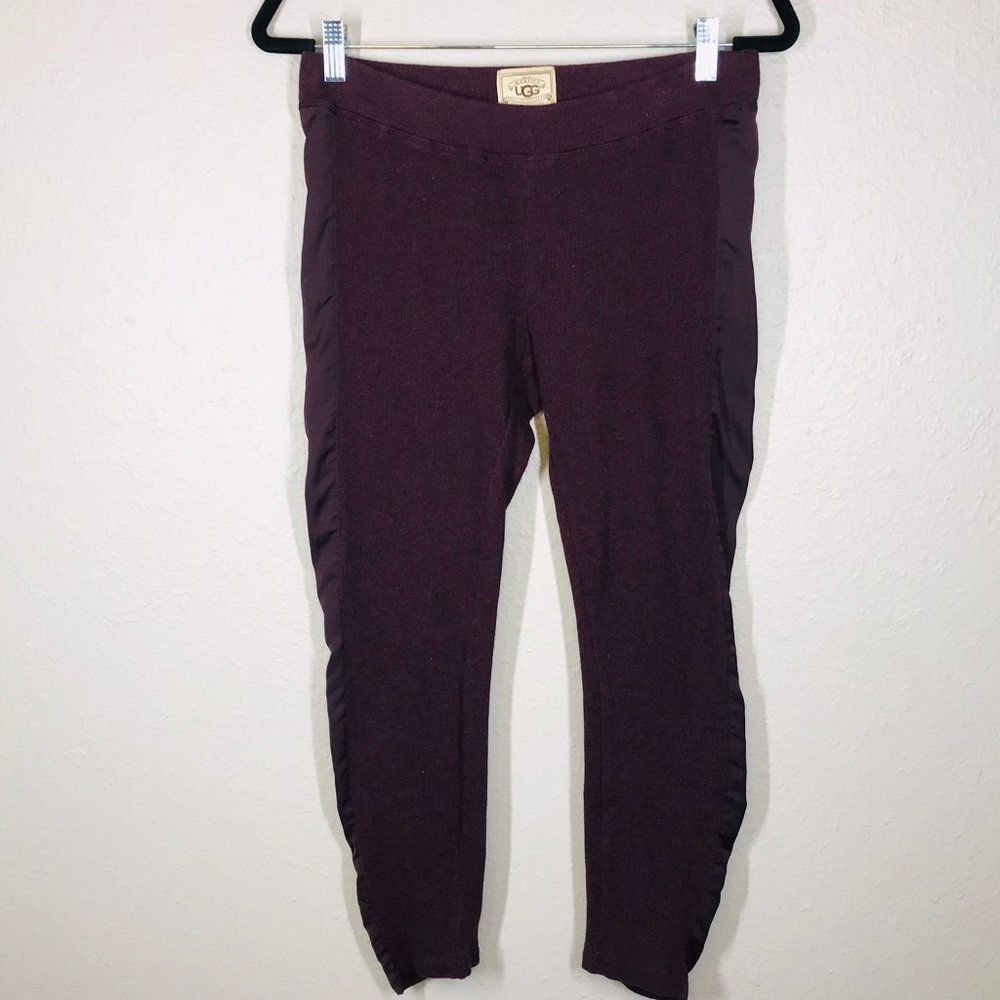 UGG Australia Purple Knit Cropped Leggings w/ Satin Side Detail